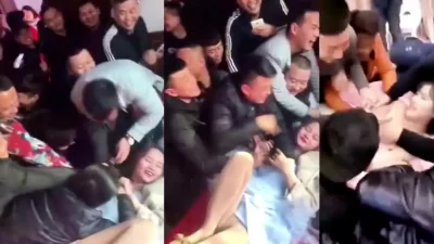 婚礼现场新娘被伴郎们摸得好开心【这女的绝对可以约看下面简阶